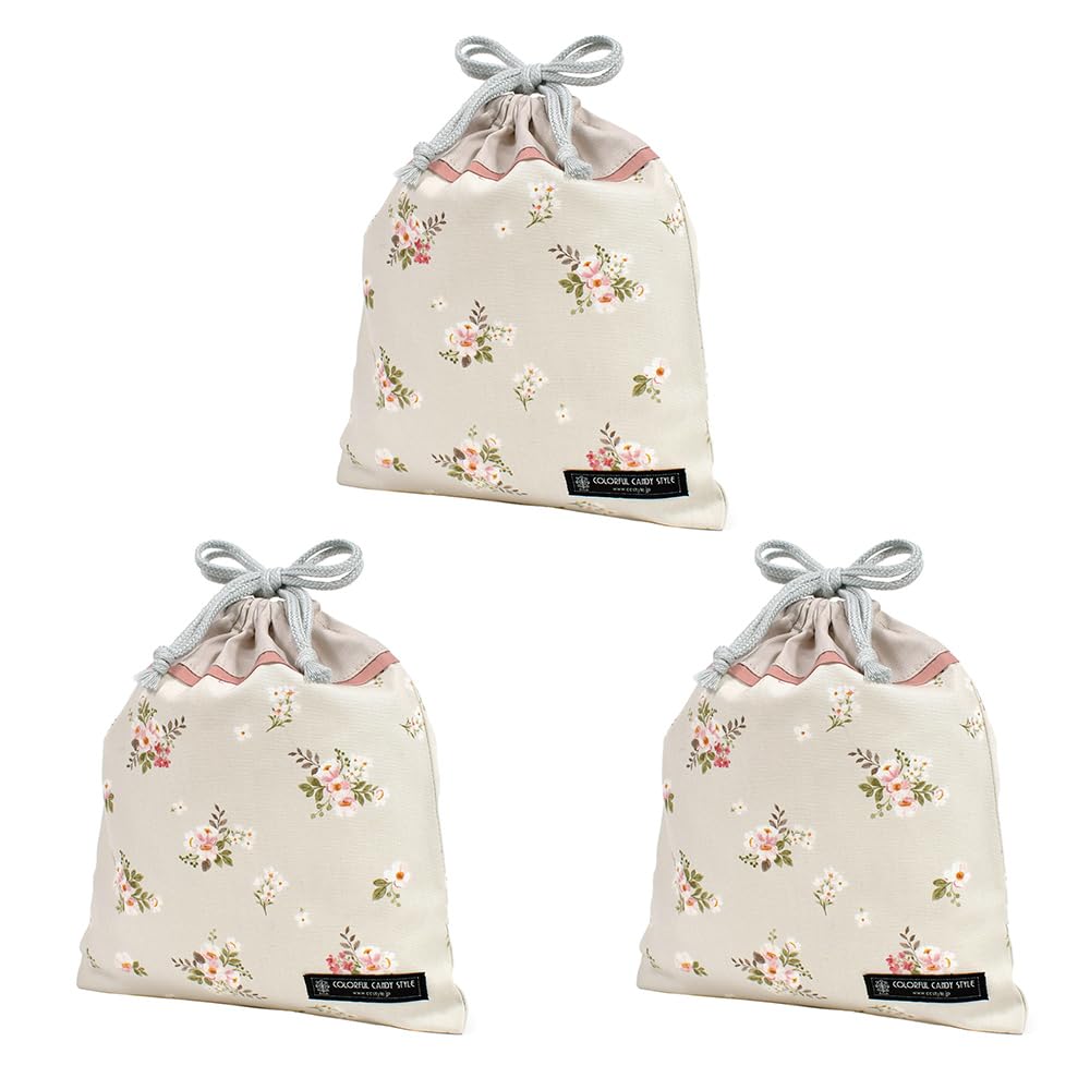 COLORFUL CANDY STYLE Drawstring Gussetless Lunch Bags Name Petit Bouquet Set of Cute Drawstring Elementary School Lunch Elementary School Entrance