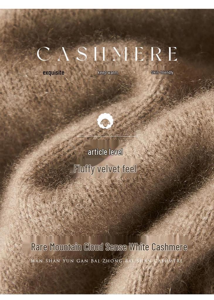 Women's Plus Size Loose Fit Cashmere Sweater - Warm Mid-Length, Round Neck, Drop Shoulder, Solid Color Knitwear for Autumn and Winter