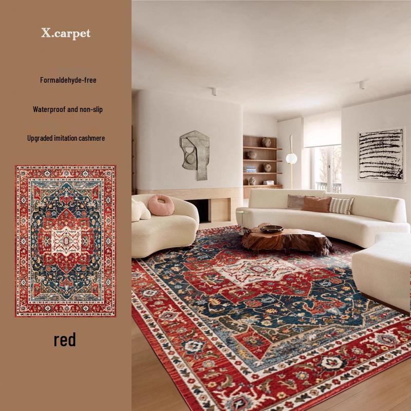 Persian Style Imitation Cashmere Non-Slip Rug - Machine Washable Living Room, Bedroom, or Coffee Table Floor Mat