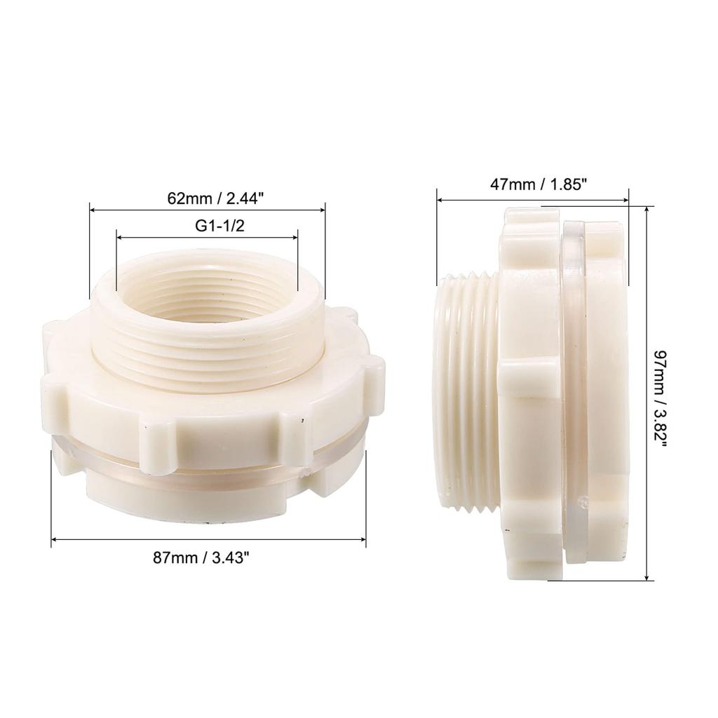 uxcell Bulkhead Fittings, Bulkhead Fittings, Quick Connect Fittings, G1-1/2 Female To 62mm Male with