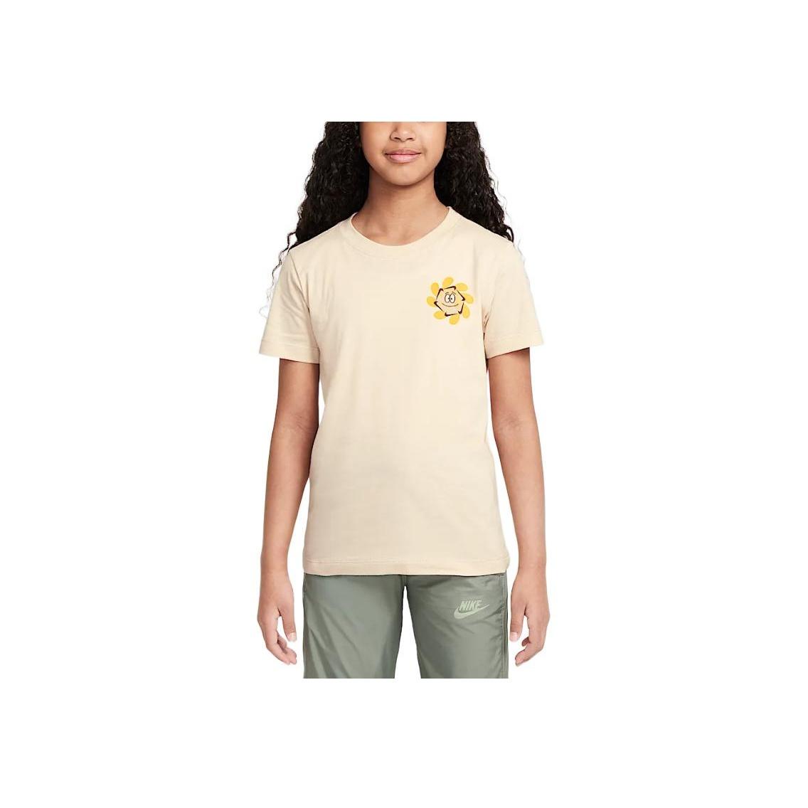 

Nike Sportswear Soft Comfortable Versatile Short Sleeve T-Shirt Kids Tops Sand-White HQ3234-126 L