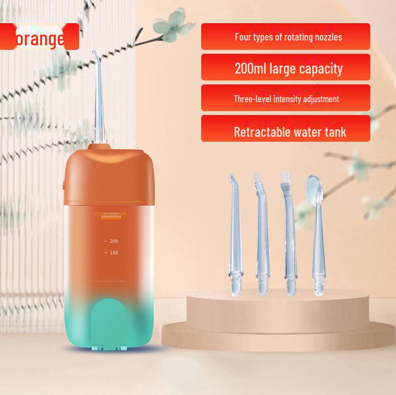 Portable Electric Ultrasonic Water Flosser with Telescopic Tank - Waterproof Oral Cleaner and Tartar Remover