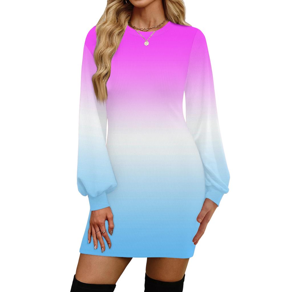 Women's Fashion Casual Round Neck Long-Sleeve Dress