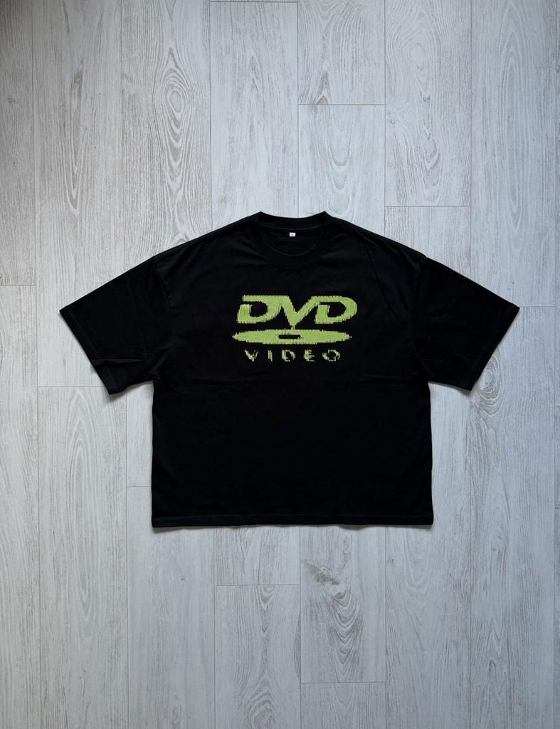 T-shirt Stampa Boxy Retro Street Y2k con Logo DVD Video Oversize Uomo Donna Casual Cotone Larga Streetwear Harajuku Femminile Maschile Tee
