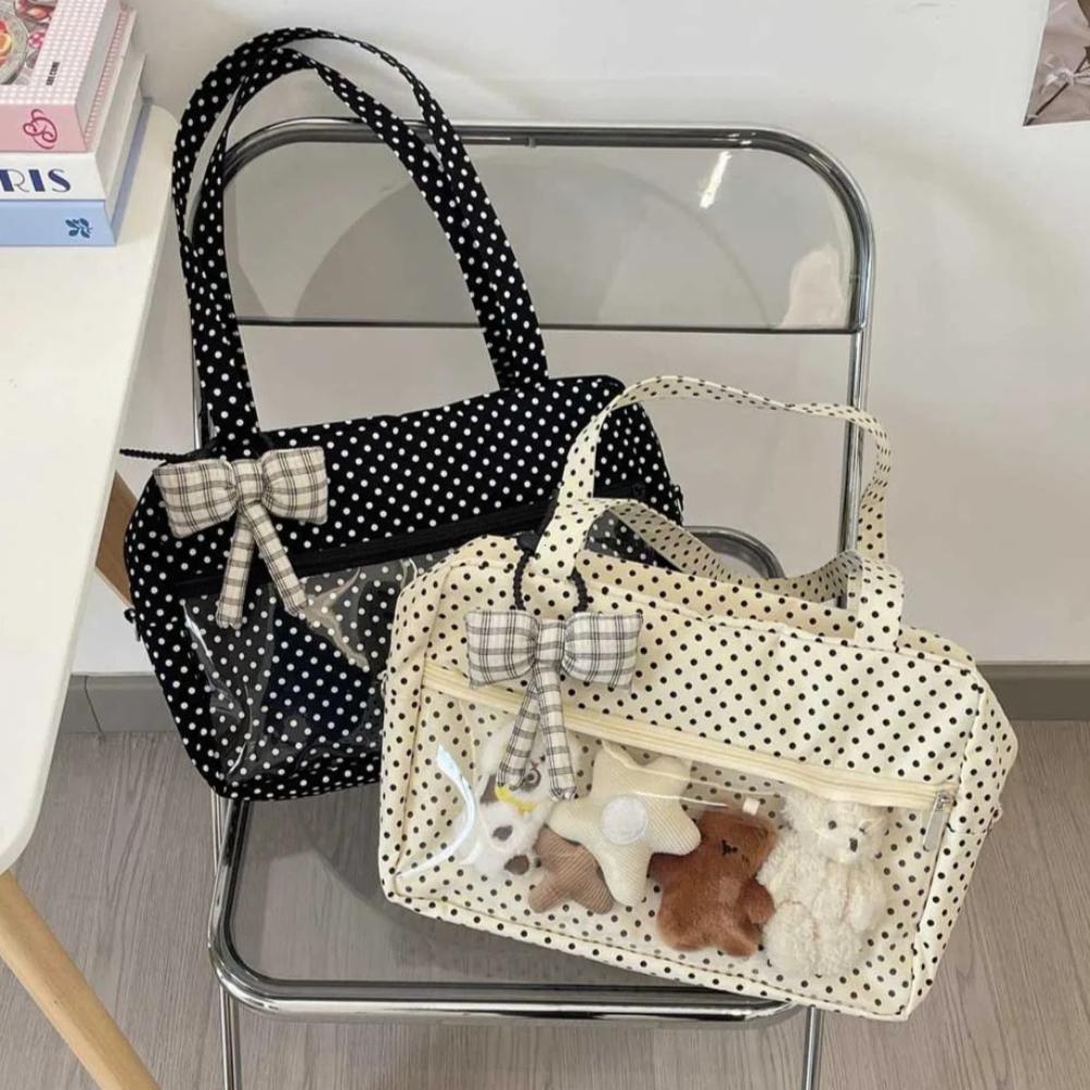 Shoulder Underarm Y2K Ulzzang Ita Bag Woman Polka Dot Tote Bag Trendy Bolso Transparent Sac Femme Youth Canvas Bolsos De Mujer