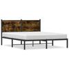 Metal Bed Frame Without Mattress Smoked Oak Finish 140 X 200 Cm
