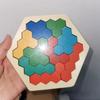Honeycomb Hexagon Tangram Wooden Geometric Puzzles Challenge Brain Teaser IQ Logic Training Kids Montessori Edcuational Toys