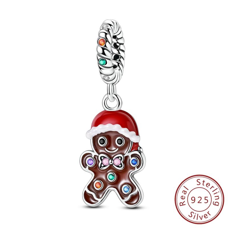 Christmas Series Charms Beads Copper Christmas Tree Snowman Elk Charm Fit Original Bracelet Pendent Women Jewelry