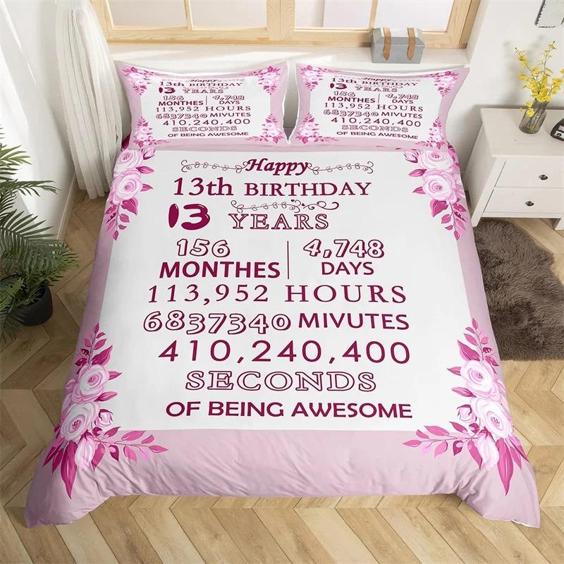 Copripiumino Calendario di Compleanno Set Biancheria da Letto Buon Compleanno Feste Microfibra Regali di Compleanno Copripiumino King Full Per Ragazzo Ragazza