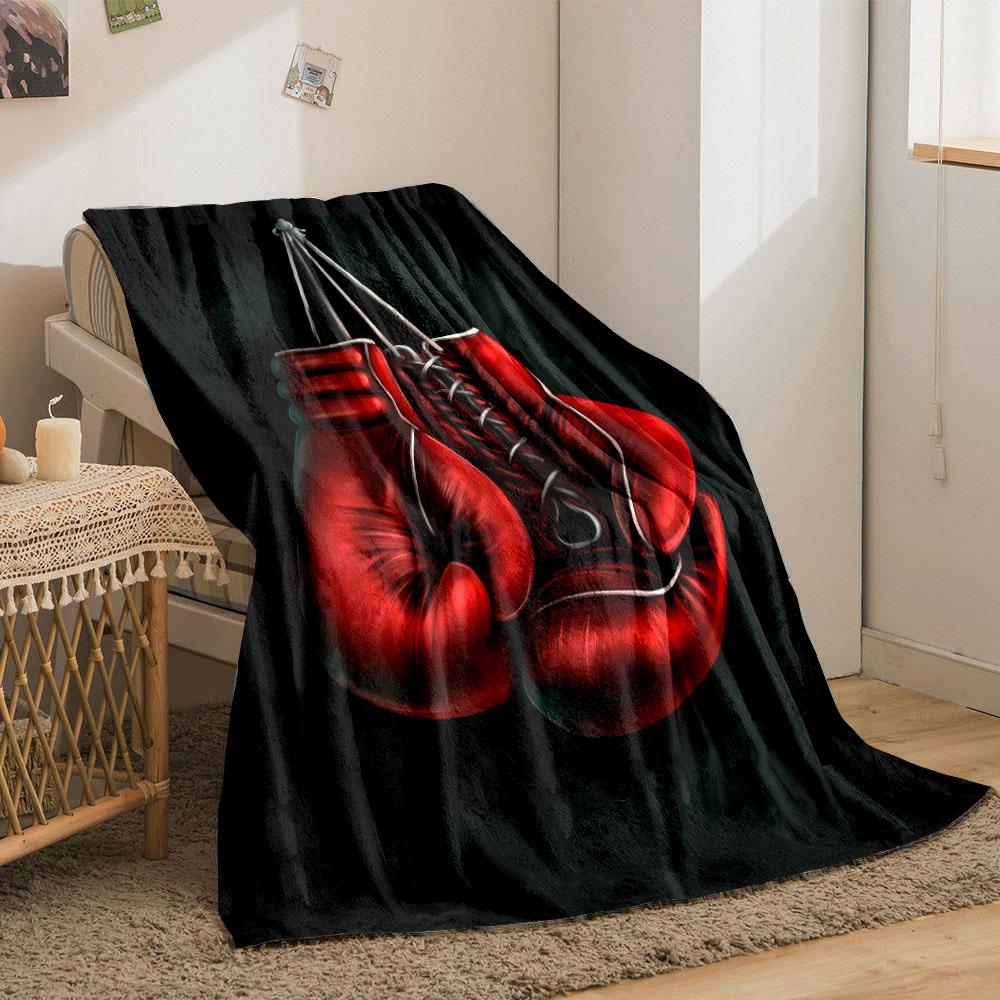 Red Boxing Gloves Print Blanket bedroom Blanket for Livingroom Couch lunch break Soft throw for Friend's festival Gift