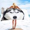 Lightweight Husky Dog Beach Towel Quick Dry Sand Free Pool Bath Towel Soft Outdoor Travel Towels for Camping Swimming Yoga Sport