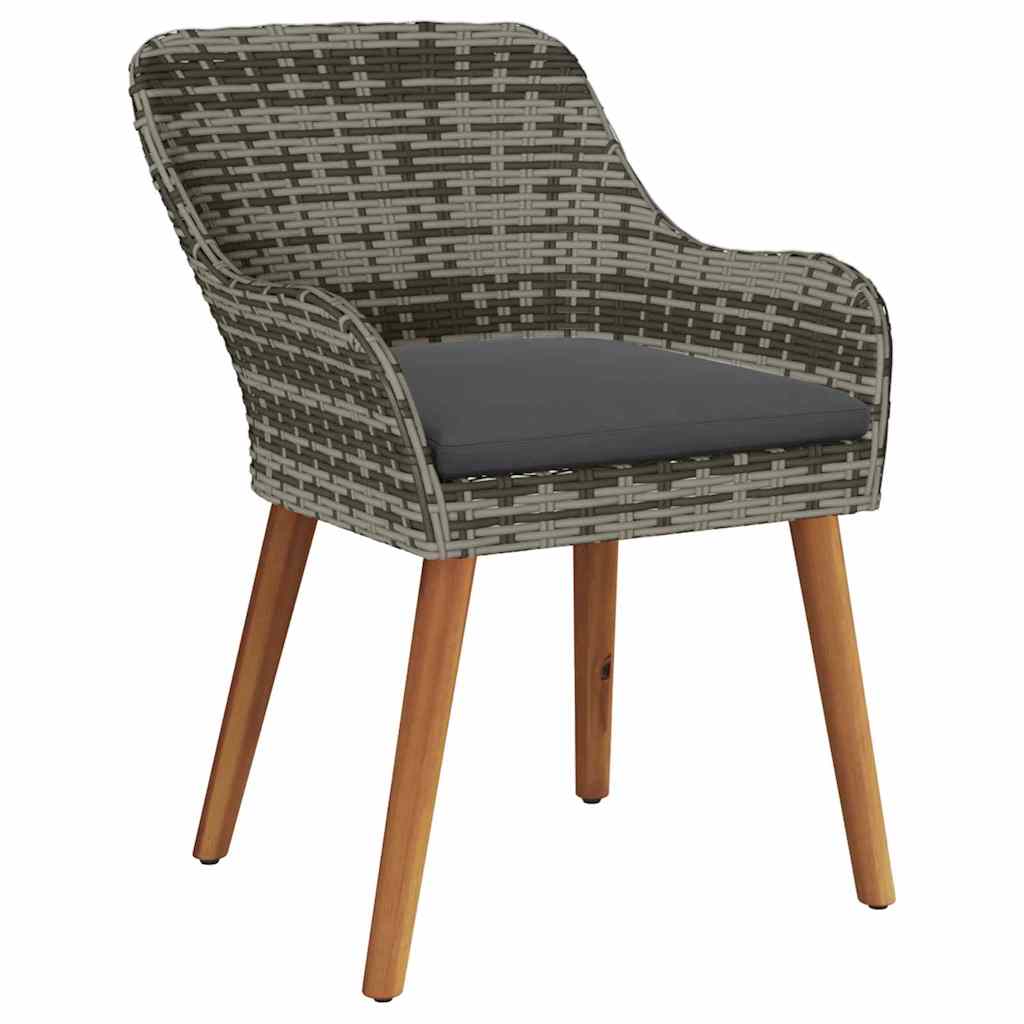 Garden Dining Set with Cushions 3 pcs Grey Poly Rattan