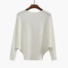Women's Casual Fashion Knitwear One Neck Batwing Pullover Hem Elastic Soft Breathable Sweater Loose Simple Solid Comfortable Thread Knit Tops