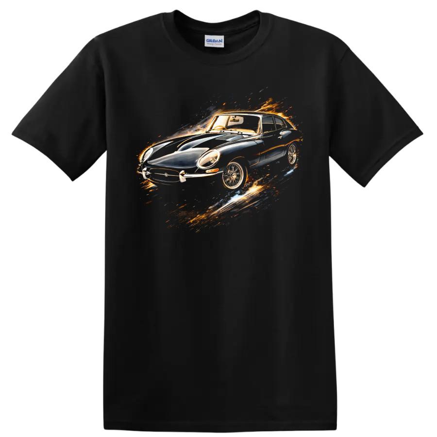 Maglietta Jaguar E Type Coupé 1963 Classic Old Car Racing Art Tee