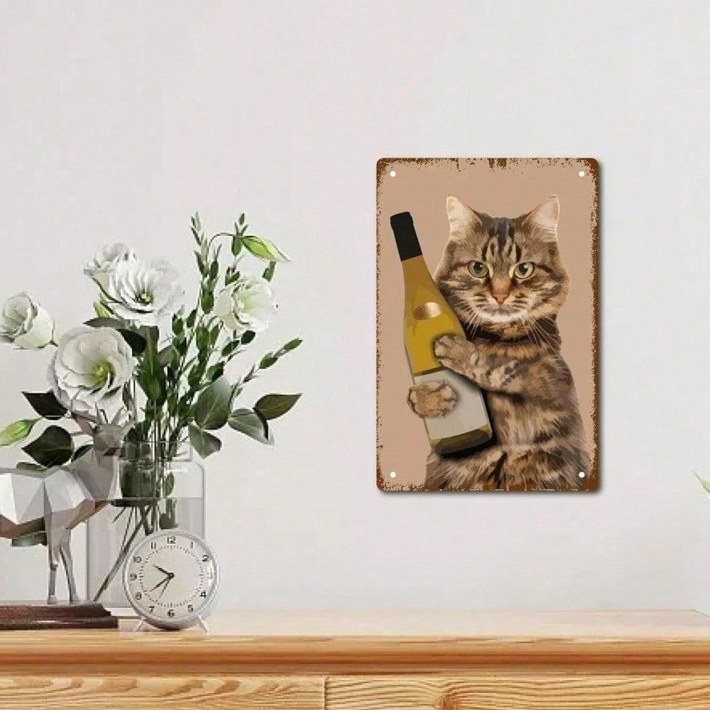 Vintage Cat Metal Tin Sign Retro Wall Art Decor Funny Cat Pub Plaque for Home Office Bar Garage
