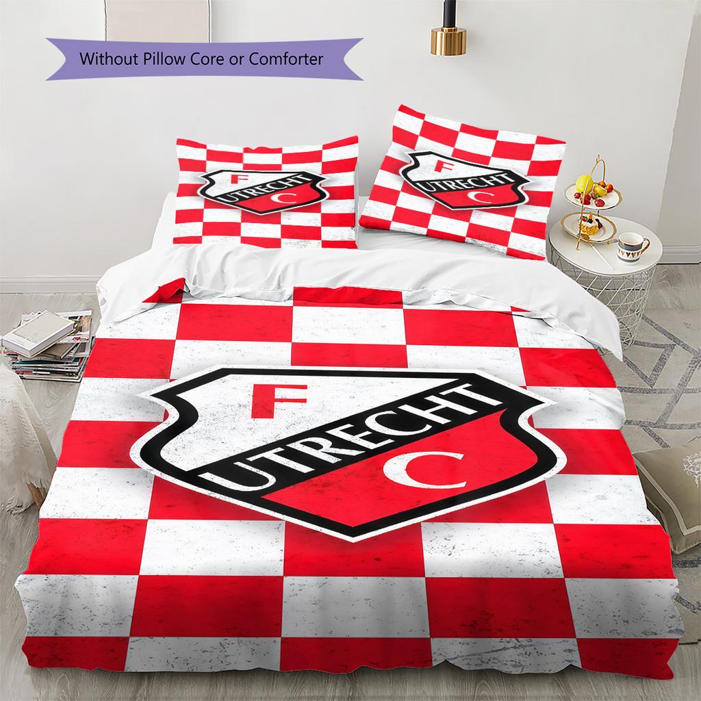 FC Utrecht  Pattern Bedding Quilt Set Quilt Cover Pillowcase Home Decoration Birthday Gift (1 * Duvet Cover + 2 * Pillowcase, Without Core)
