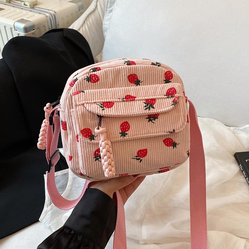 School Bag Girl Junior High School Student High School Student Cute Girl Heart Pink Strawberry Diagonal Span Bag