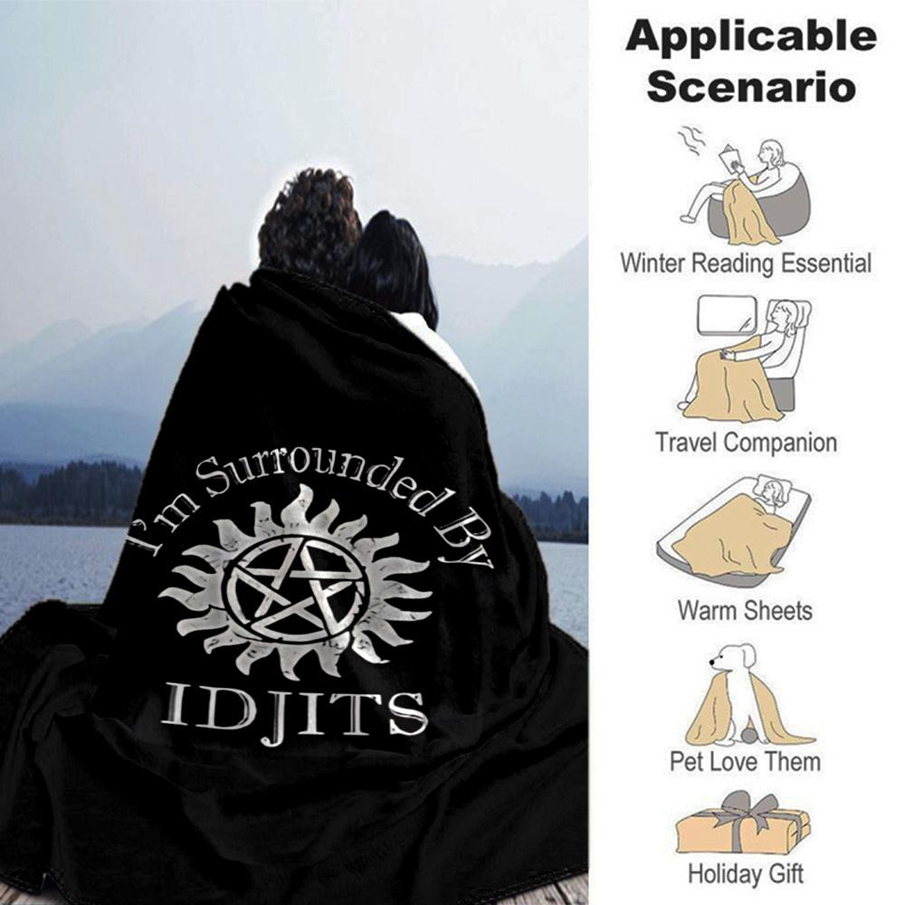1pc Supernatural IDJITS Soft Warm Throw Blanket Nap Blanket For Couch Sofa Office Bed Camping Travel,Comfortable