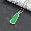 High-End Green Wushi Pai Diamond Pendant with Box Chain, Unisex Alloy, Includes Gift, Premium Quality
