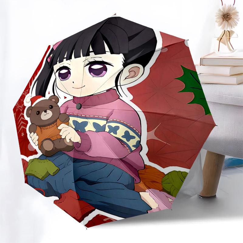 

1pc Christmas Edition Auto Open Umbrella with Cute Cat Ear Design - Portable Tri-Fold Design, 8-Rib Iron Frame Outdoor Umbrella, Perfect Gift for Fans