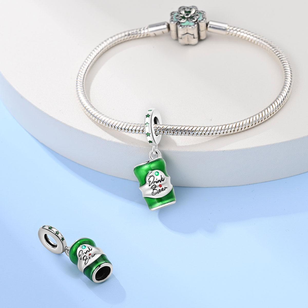 

Plated 925 Silver Food Street Beer Charms Fit 925 Charms Bracelet Beads Jewelry Gifts for Women