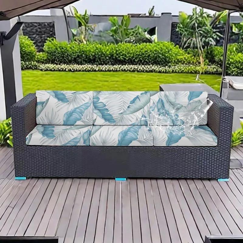 Rutschfeste Outdoor-Sofa-Kissenbezüge mit tropischem Druck, Möbelschutz, Ersatz für einzelne Sitzkissen