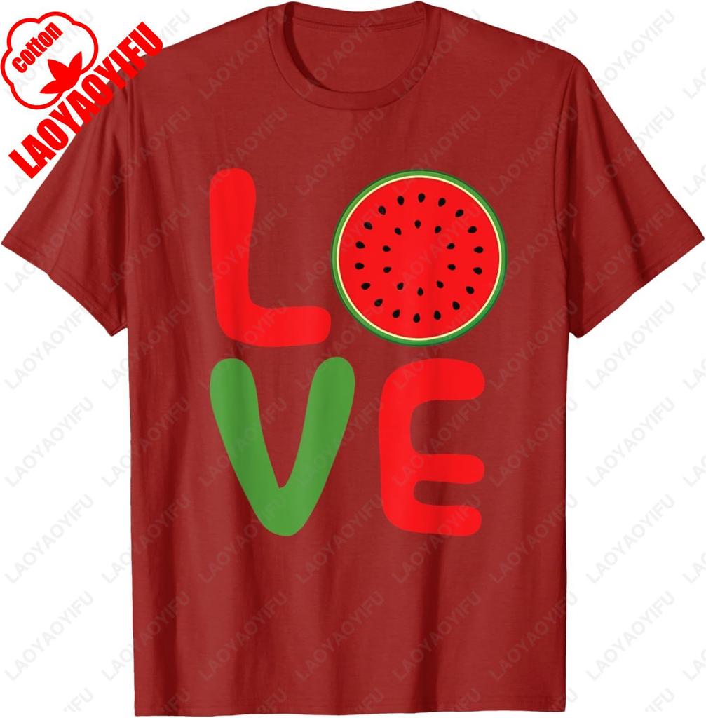 Water Melon Summer Vacation Love Watermelon TShirt Letter Print Tshirt Unisex Summer Cotton Casual Breathable Nostalgia Camisetas