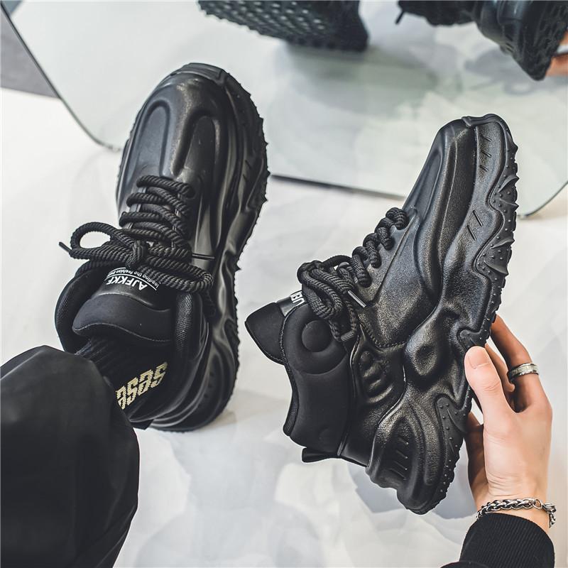 High-top shoes autumn new youth style sports shoes thick sole heightening Hong Kong style student dad shoes