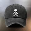 Skull And Bones Pattern Washed Cap Casual Outing Sunshade Baseball Hat Fashionable Couple Essential Hat Retro Street Style I