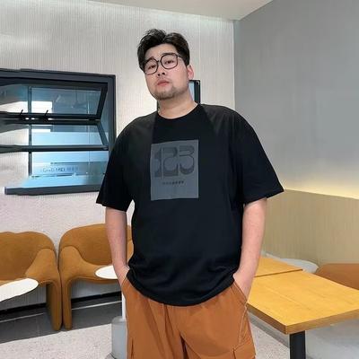 Fashion Big Size Men's T-shirt Summer Loose Tide Plus Size Short-sleeved T-shirt Men's Casual Simple Printed Tops