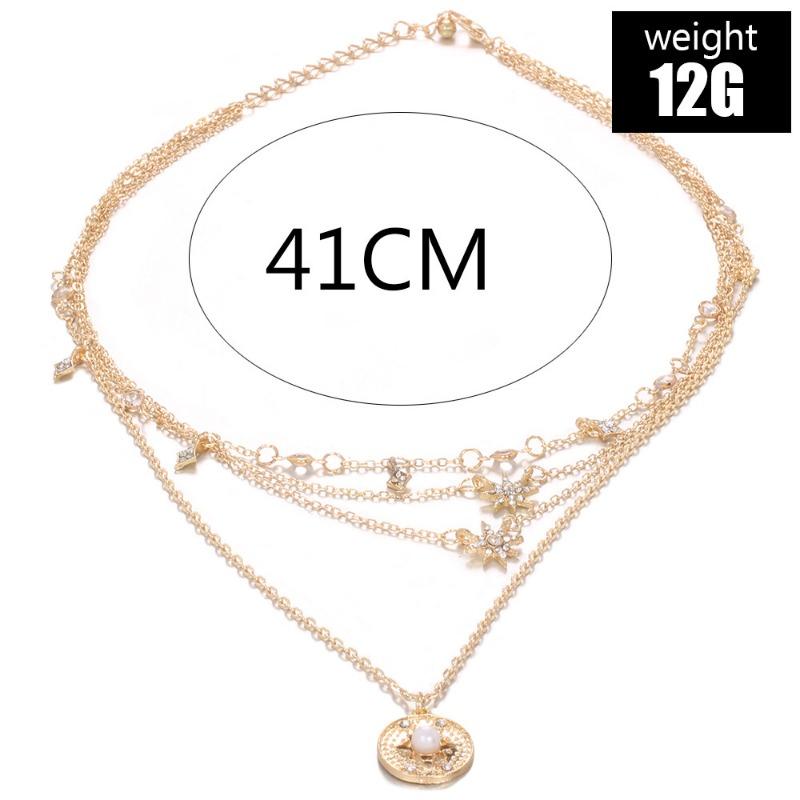 Bohemian Mode Mehrschichtige Stern Strass Halskette Für Damen Schmuck