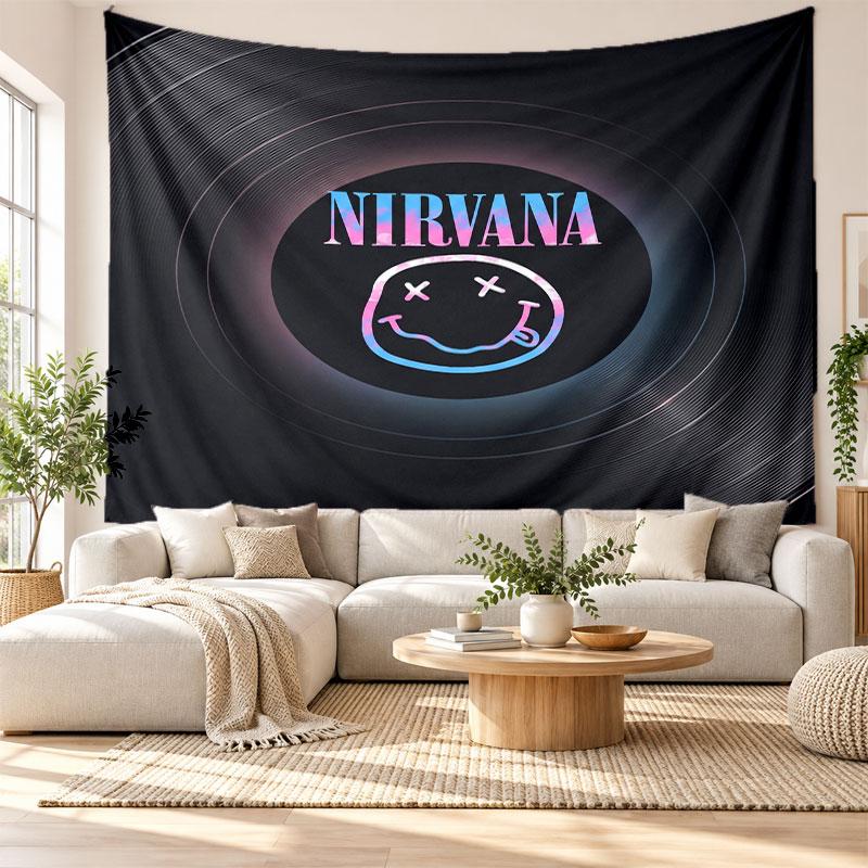 Nirvana Wall Tapestry, Soft Fabric Wall Hanging, Decorative Backdrop For Bedroom Home Wall Art