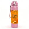 1PC Happy Halloween Pumpkin Text Print 750ml Color Plastic Sports Water Bottle Leakproof Flip Straw Lid Suitable for Sports Office Home Use