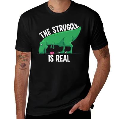 Funny Trex Gift Men Women Cool The Struggle Is Real Donuts Premium Tshirt Sporty Breathable Short Sleeve Tshirt