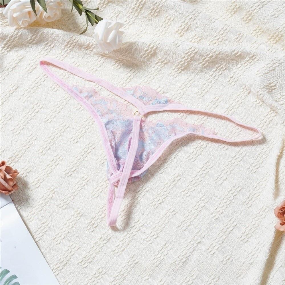 Low Waist Men's Lace Thong Transparent T-back Briefs Men Breathable Mesh Sheer Panties Role Play