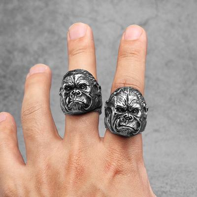Gorilla Affenring Edelstahl Herrenringe Wildtier Punk Retro für Herren Rockschmuck Schmuckgeschenk Dropshipping Iron Studio