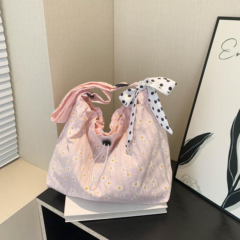 Stylish 2024 Korean Floral Canvas Tote Bag For Women With Spacious Design And Trendy Appeal