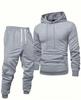 Hooded Casual Tracksuit Set: Solid Color, Versatile Sweatshirt & Sweatpants for Autumn