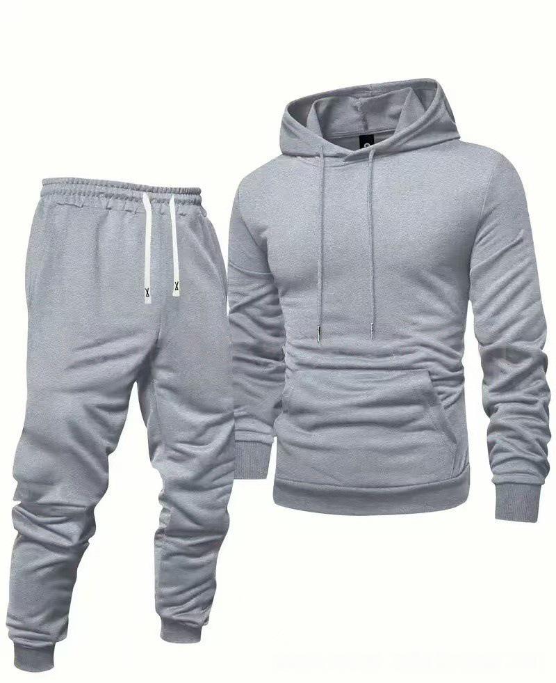Hooded Casual Tracksuit Set: Solid Color, Versatile Sweatshirt & Sweatpants for Autumn