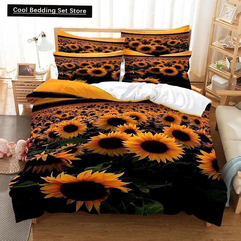 Цветочный пододеяльник, комплект постельного белья Queen King Size, цветущий золотой цветок, комплект постельного белья для девочек и женщин, яркий цветочный мотив, пододеяльник (135x200cm)