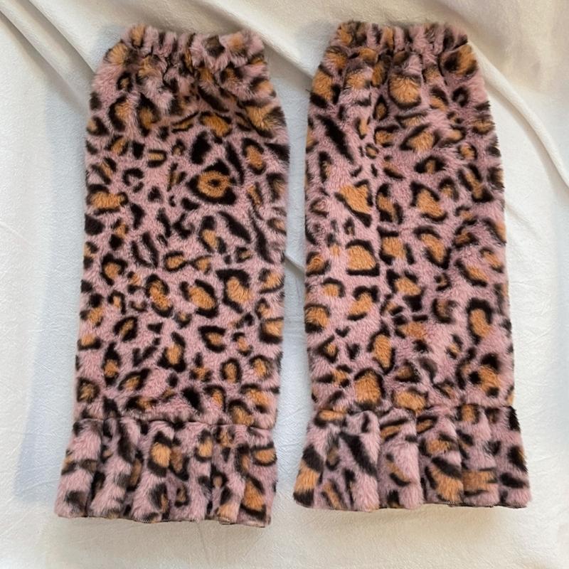 Leopard Leg Warmers Japanese JK Lolita Socks Fur Sets Ankle Winter Leg Warmers