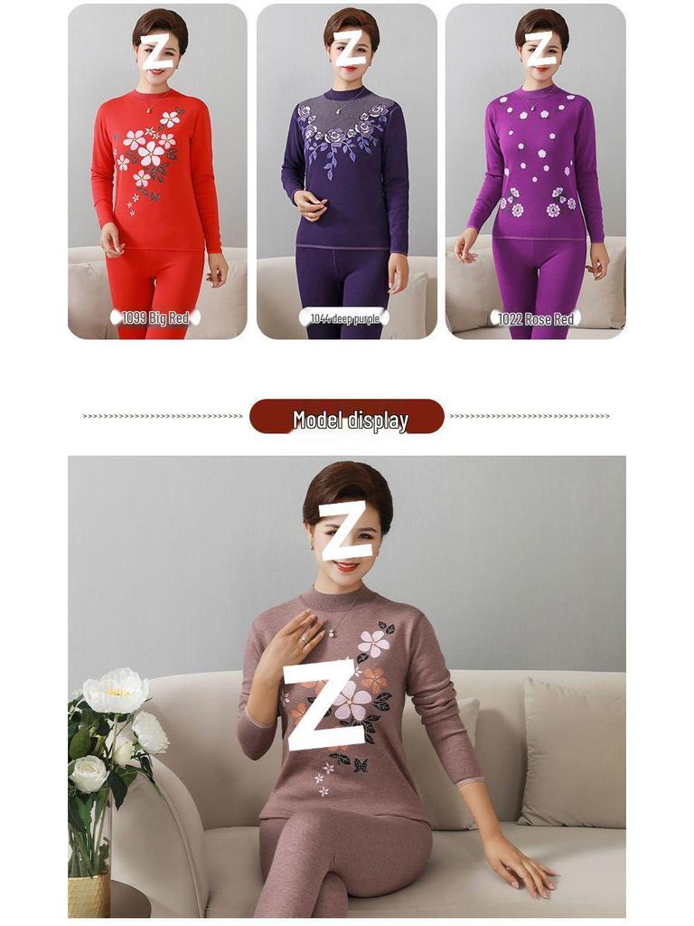 Women's Warm Fleece Set for Mid-Aged and Elderly: Cozy Winter Underwear for Mothers and Grandmothers