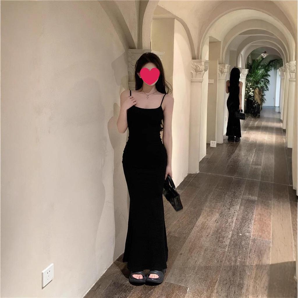 Damen Sexy Lila Spaghetti-Träger Bodycon Fishtail Kleid