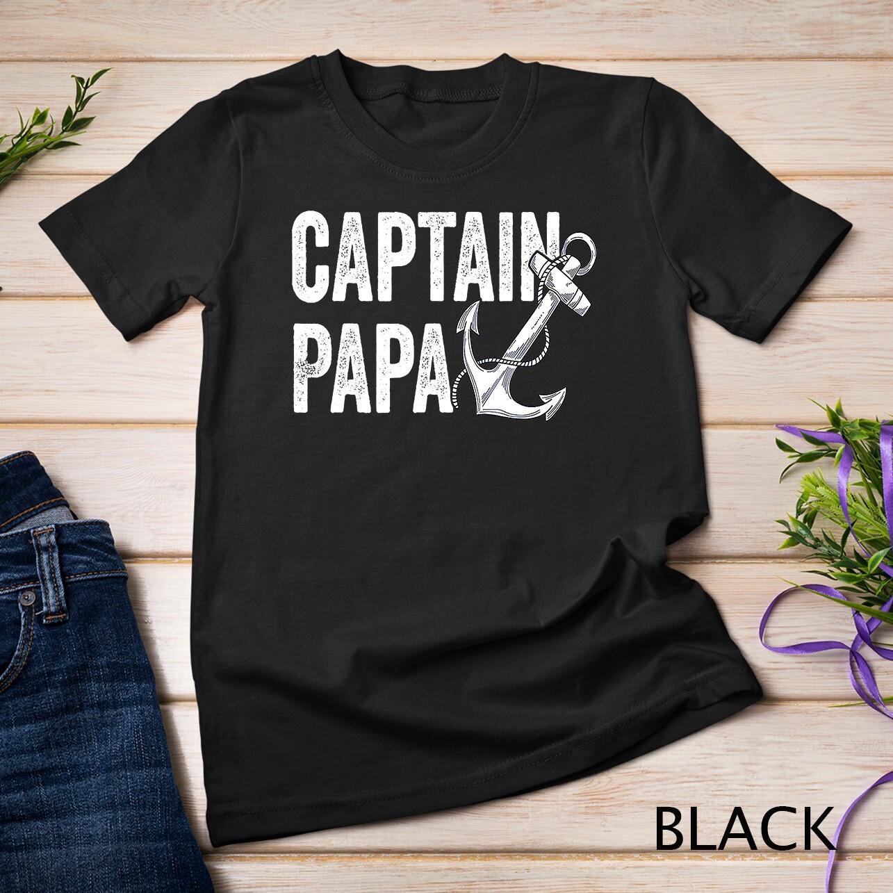Captain Papa Pontoon Gift Lake Sailor Fishing Boating Unisex T-Shirt Mens Womens Tees Top S