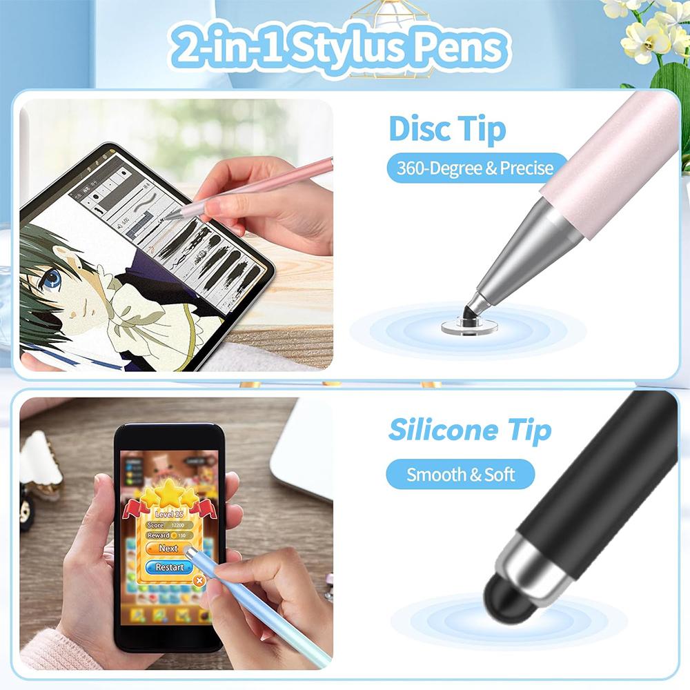 Stylus Pen for Touch Screens 2-in-1 Tablet Pen Stylus Pencil for IPad//Tablets/Android/Samsung All Capacitive Touch Screen