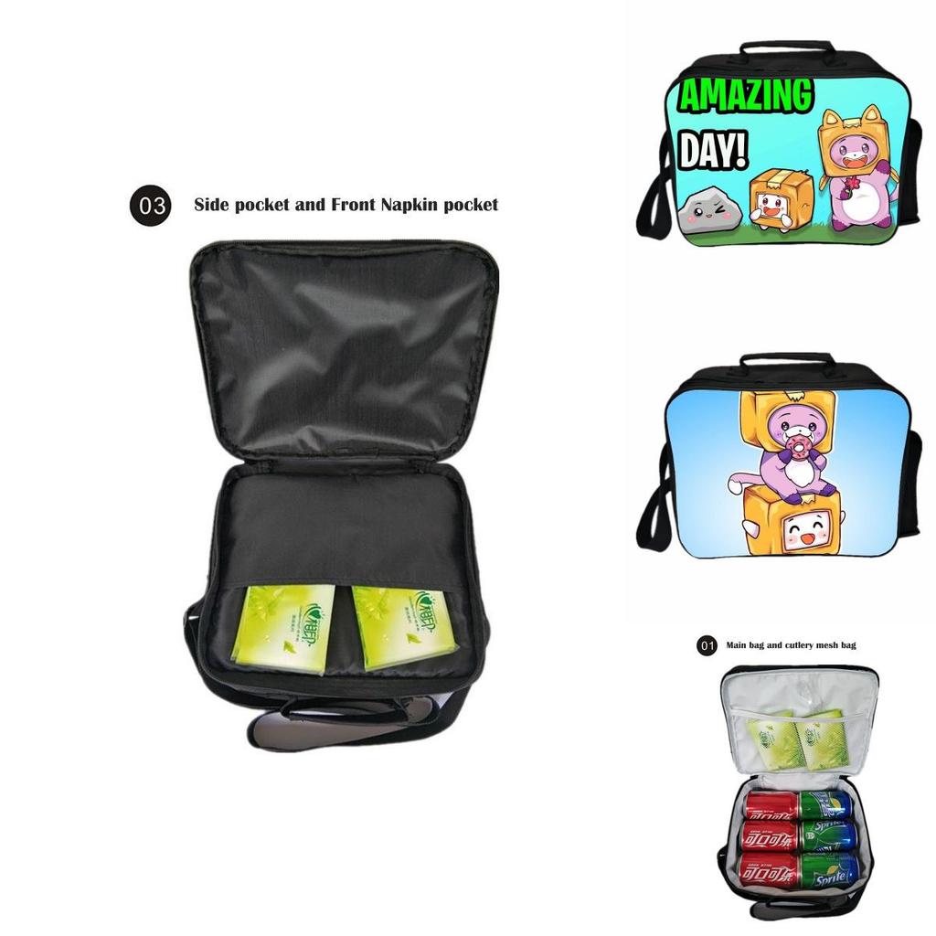 Lankybox Insulated Lunch Box Bag For Kids With Large Capacity And Adjustable Strap For Outdoor Fun