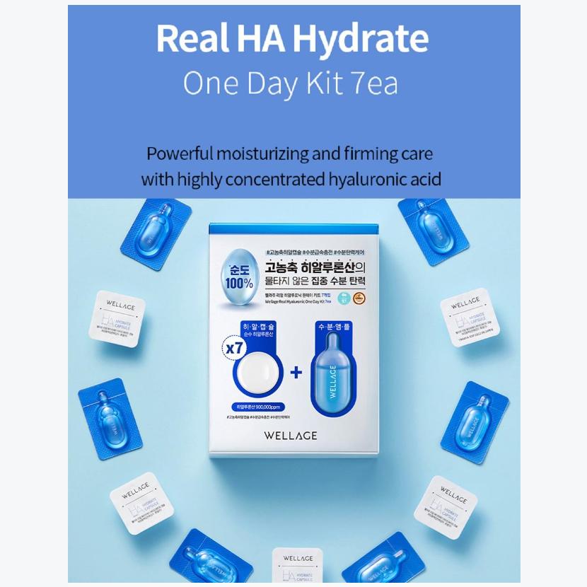 WELLAGE Prawdziwy jednodniowy zestaw z kwasem hialuronowym 7 szt. (3 Opcje)