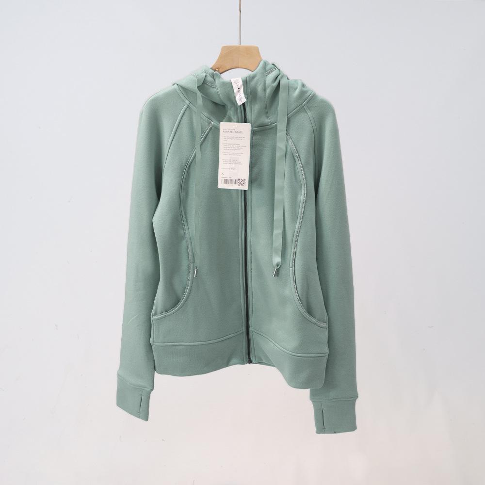 Dámská mikina s kapucí na jógu Slim Fit Plus Velvet pro podzim a zimu