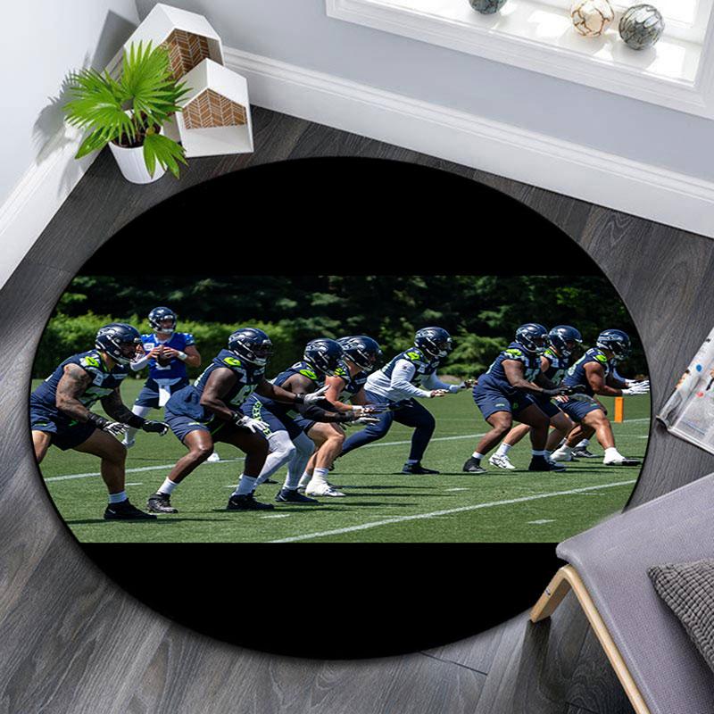 Seattle Seahawks Players pattern round rug,Carpet Rug for Living Room Bedroom Playroom ,Non-slip Floor Mat,Holiday Gifts and Birthday Gifts.