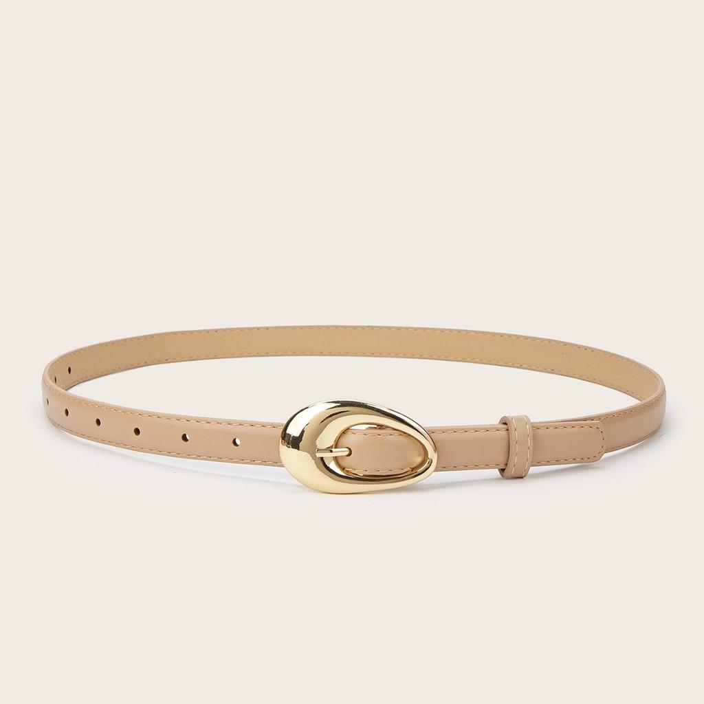 Simple Solid Color Gold Buckle Decoration Women Casual Belt For Autumn Outfit Enhancement
